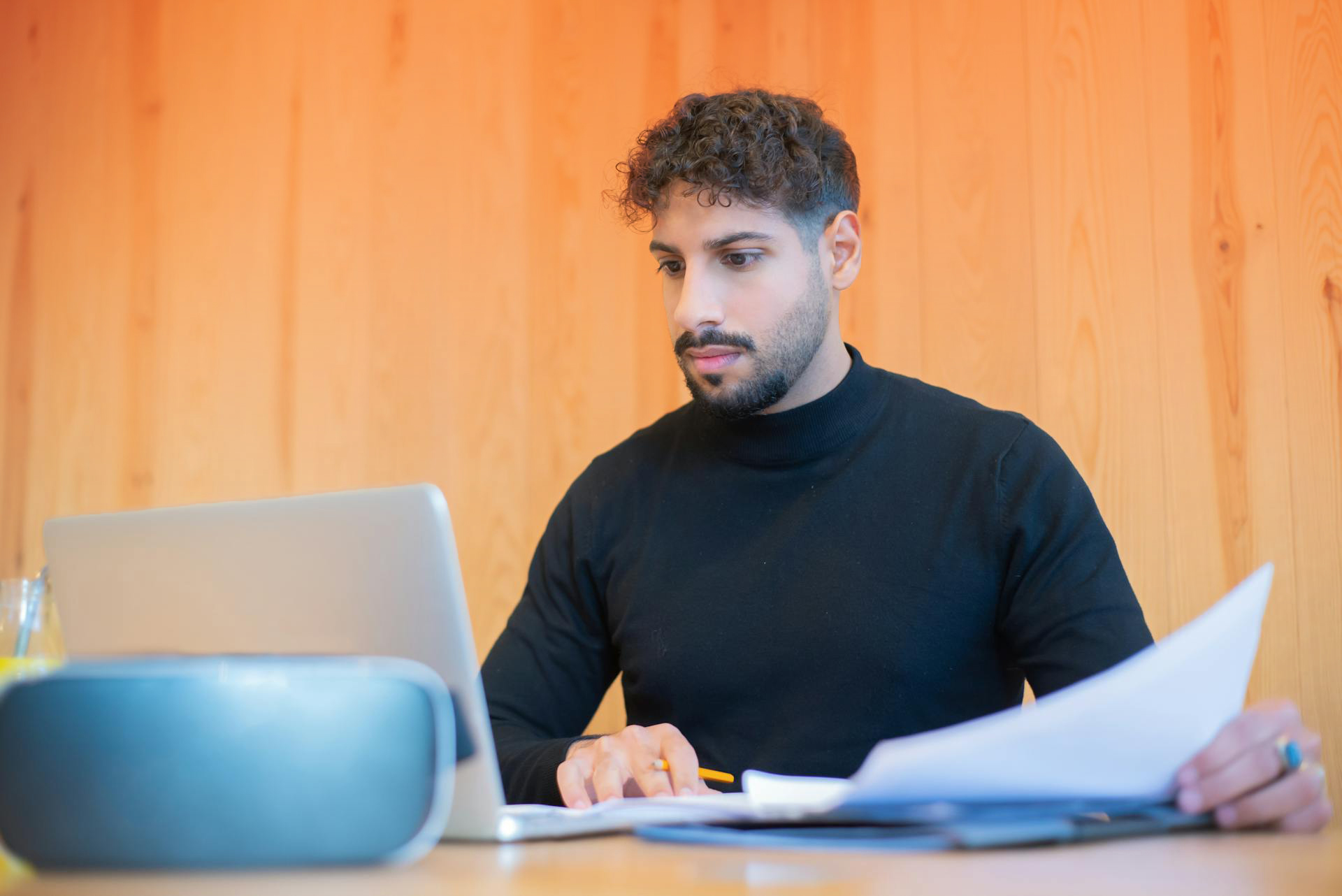 Specialist working at a laptop